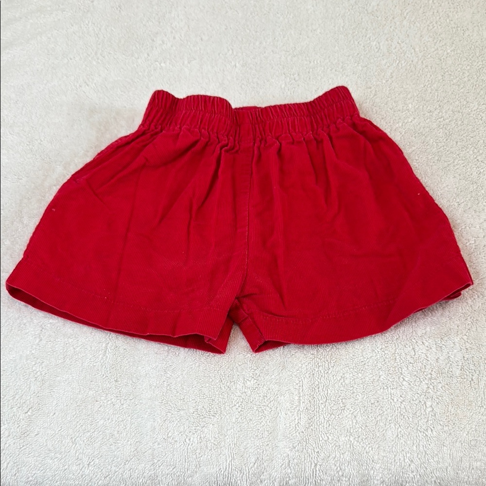 Bright Red Elastic Waist Casual Shorts